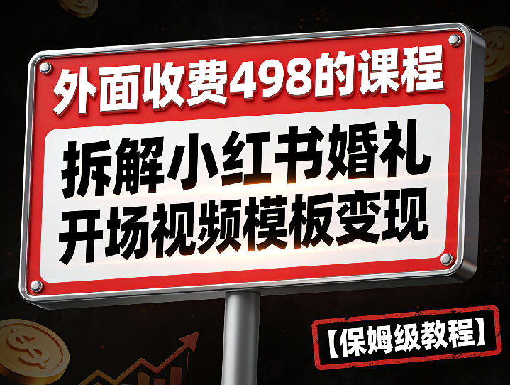 外面收费498的课程，3937粉丝卖了17W！拆解小红书婚礼开场视频模板变现【保姆级教程】青心网创青心网创站