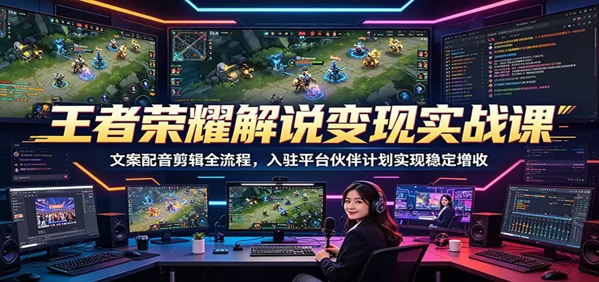 王者荣耀解说变现实战课：文案配音剪辑全流程，入驻平台伙伴计划实现稳定增收|青心网创站