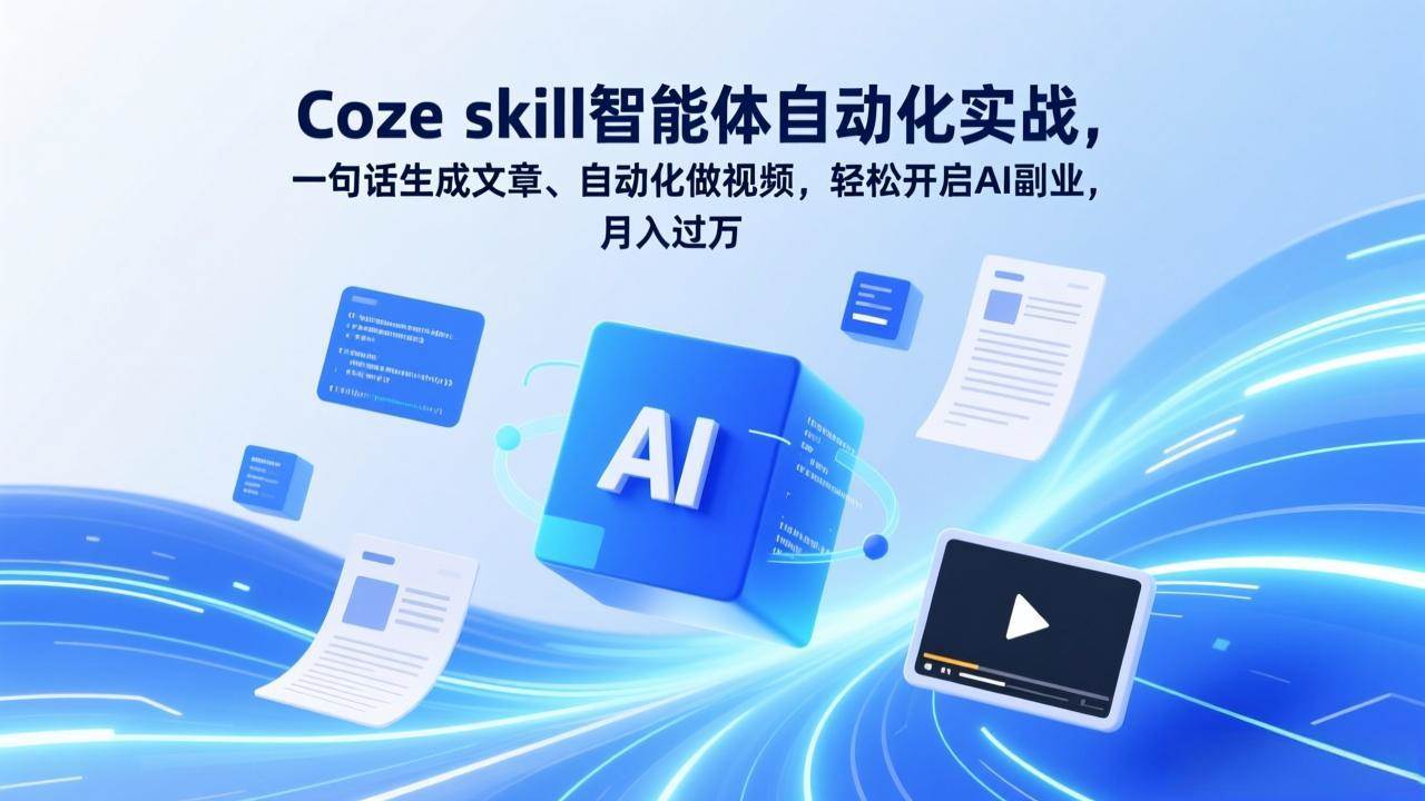(17399期)Coze skill智能体自动化实战,一句话生成文章、自动化做视频,轻松开启AI副业,月入过万青心网创青心网创站