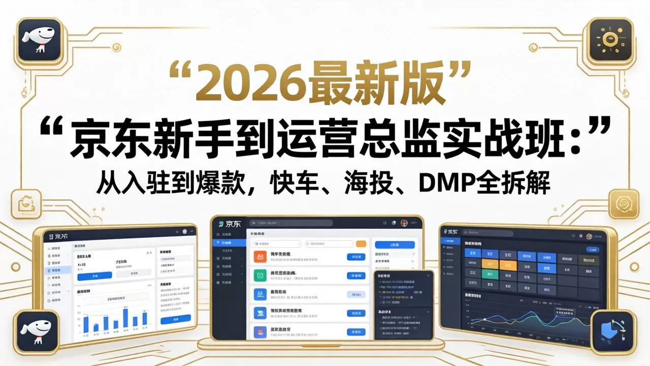 京东新手到运营总监实战班：从入驻到爆款，快车、海投、DMP全拆解，2026最新版|青心网创站