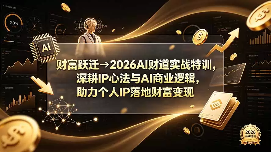 财富跃迁→2026AI财道实战特训，深耕IP心法与AI商业逻辑，助力个人IP落地财富变现|青心网创站
