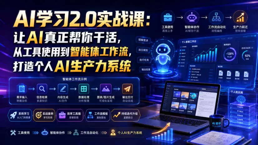 AI学习2.0实战课：让AI真正帮你干活，从工具使用到智能体工作流，打造个人AI生产力系统|青心网创站