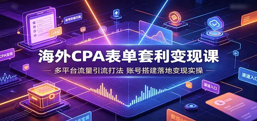 海外CPA表单套利变现课：多平台流量引流打法，账号搭建落地变现实操|青心网创站