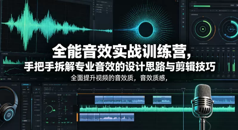 全能音效实战训练营，手把手拆解专业音效的设计思路与剪辑技巧，全面提升视频的音效质感|青心网创站