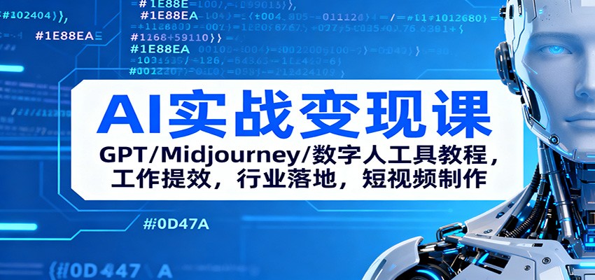 AI实战变现课：GPT/Midjourney/数字人工具教程，工作提效，行业落地，短视频制作-青心网创站
