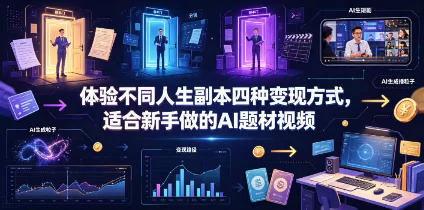 体验不同人生副本四种变现方式，适合新手做的AI题材视频|青心网创站