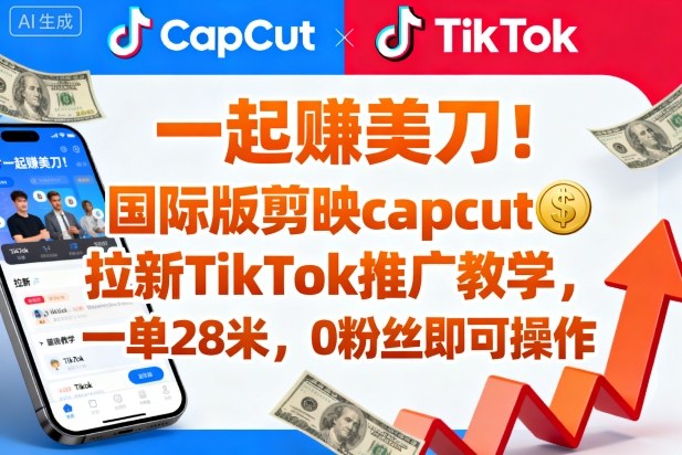 一起賺美刀！国际版剪映capcut拉新TikTok推广教学，一单28米，0粉丝即可操作(附推广入口和教学)-青心网创站
