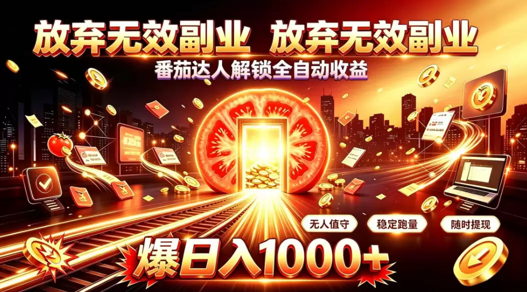 放弃无效副业，番茄达人解锁全自动收益，日入1k+，门槛最低的线上轻资产项目【揭秘】 - 青心资源站