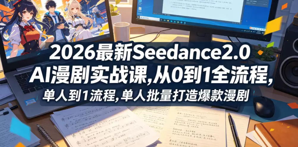 2026最新Seedance2.0 AI漫剧实战课,，从0到1全流程，单人批量打造爆款漫剧|青心网创站
