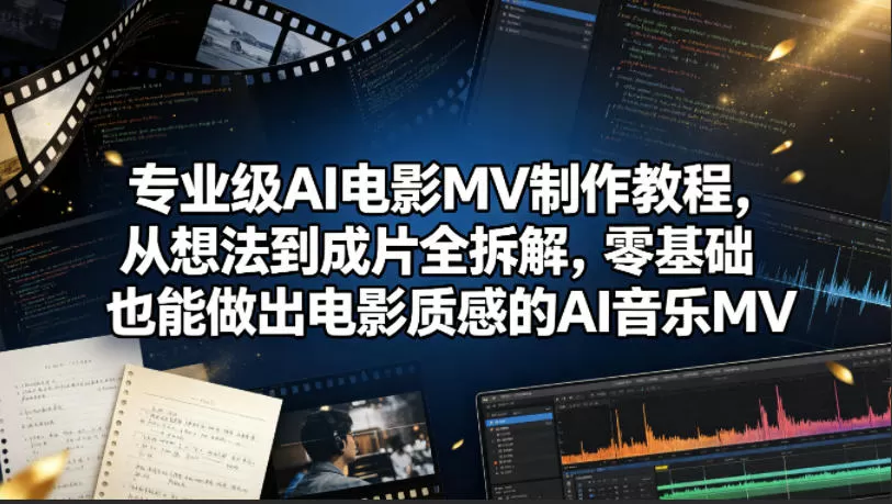 专业级AI电影MV制作教程，从想法到成片全拆解，零基础也能做出电影质感的AI音乐MV|青心网创站