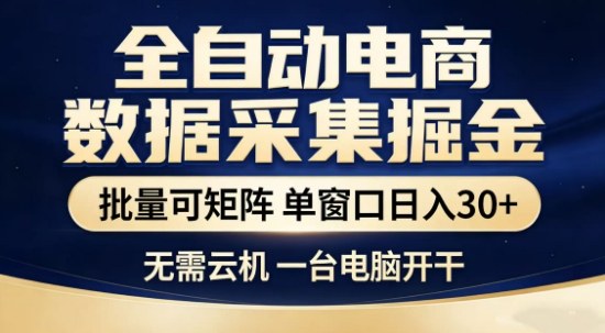 独家电商数据全自动采集项目,批量可矩阵,单窗口轻松日入3张+【揭秘】青心网创青心网创站