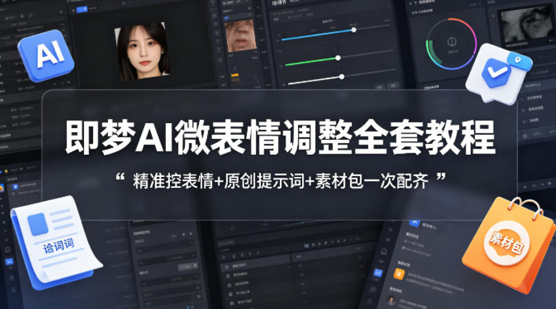 即梦AI微表情调整全套教程，精准控表情+原创提示词+素材包一次配齐|青心网创站