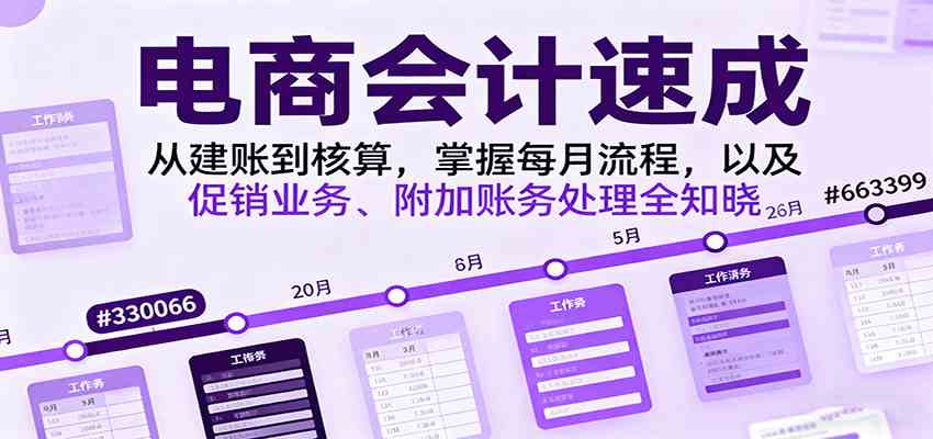 电商会计速成,从建账到核算,掌握每月流程,以及促销业务、附加账务处理全知晓-青心网创站