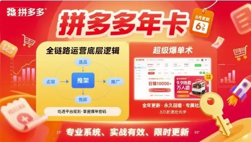 拼多多年卡，拼多多全链路运营底层逻辑，超级爆单术【更新26年8月】|青心网创站