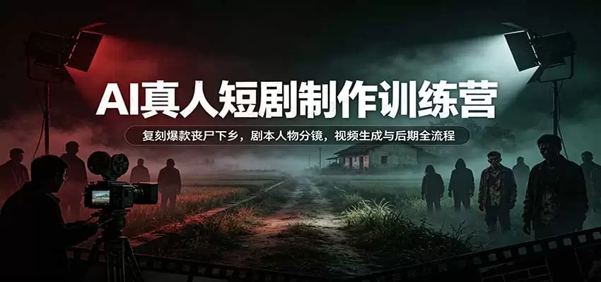 AI真人短剧制作训练营:复刻爆款丧尸下乡,剧本人物分镜,视频生成与后期全流程 AI真人短剧制作训练营:复刻爆款丧尸下乡,剧本人物分镜,视频生成与后期全流程