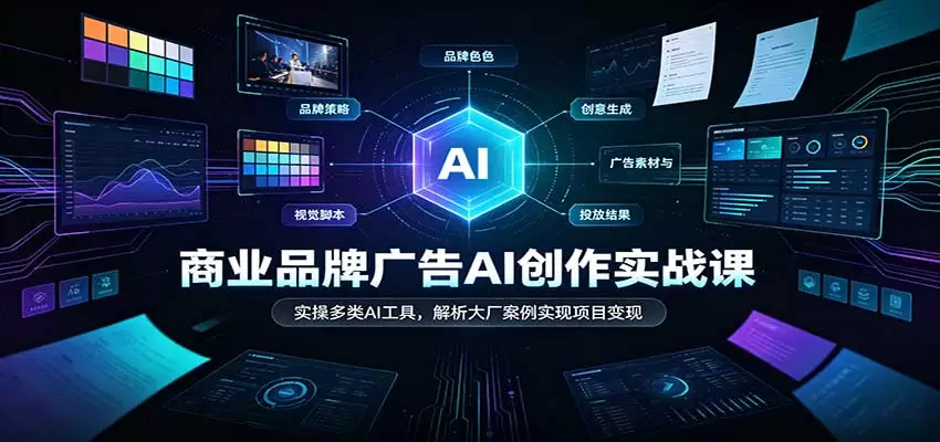 商业品牌广告AI创作实战课：实操多类AI工具，解析大厂案例实现项目变现 - 青心资源站