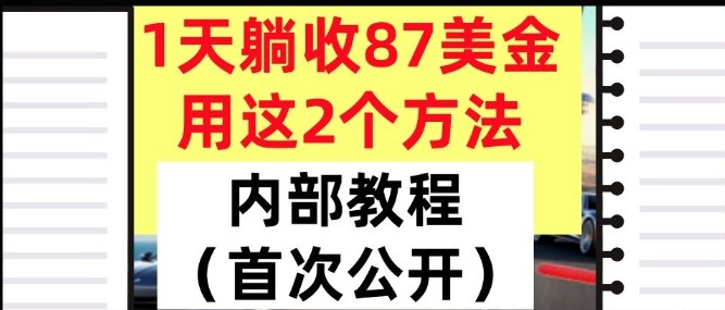 1天躺收87美刀,用这2个方法,长期稳定,超简单,内部教程-青心网创站