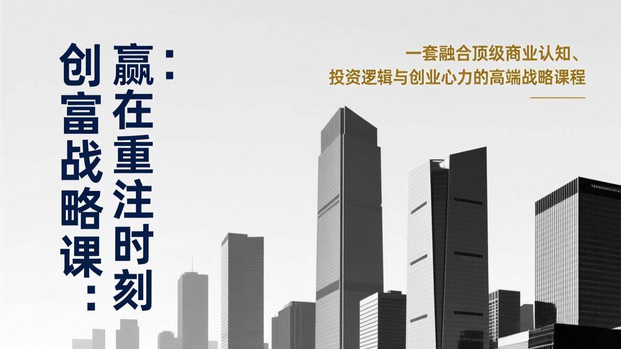 （17337期）《创富战略课：赢在重注时刻》一套融合顶级商业认知、投资逻辑与创业心力的高端战略课程青心网创青心网创站