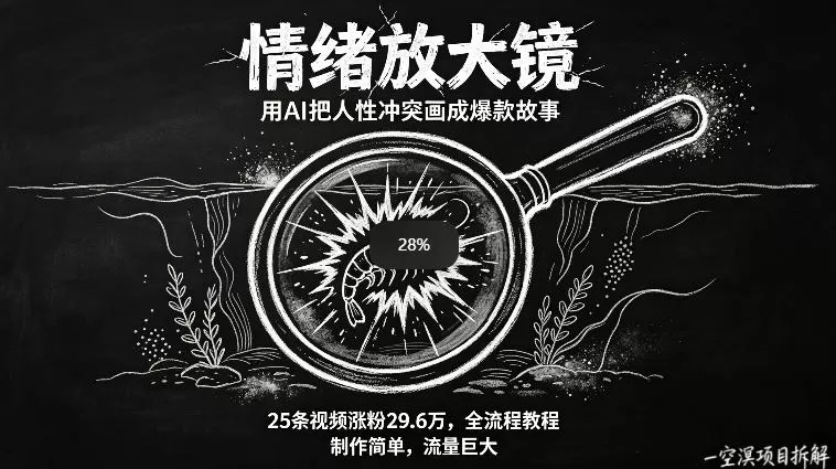 AI制作“情绪放大镜“视频，25条视频涨粉29.6W粉，流量巨大，制作简单，全流程教程|青心网创站