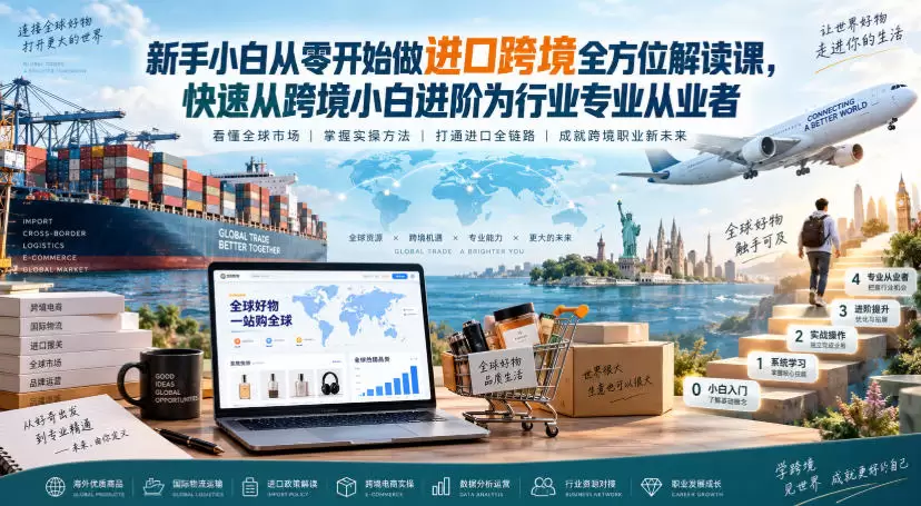 新手小白从零开始做进口跨境全方位解读课，快速从跨境小白进阶为行业专业从业者 - 青心资源站