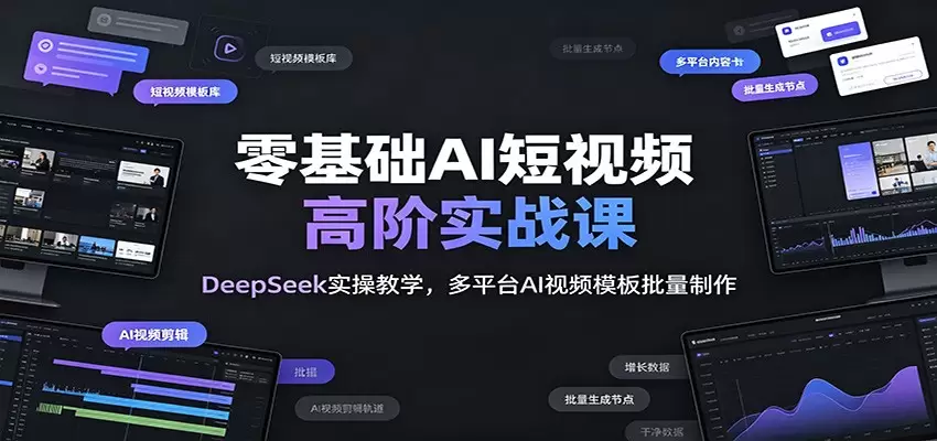 零基础AI短视频高阶实战课：DeepSeek实操教学，多平台AI视频模板批量制作|青心网创站