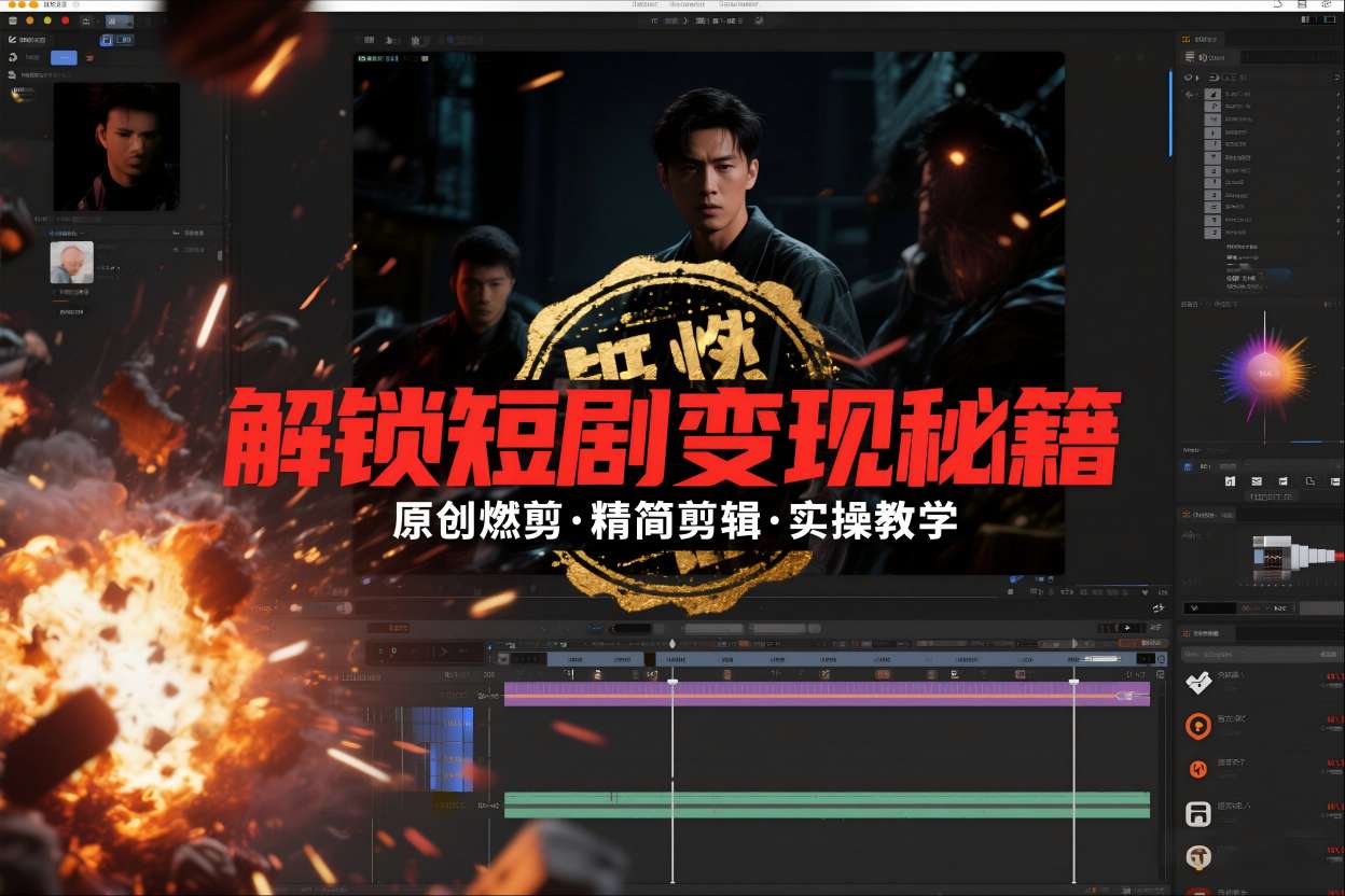 短剧拉新之原创燃剪精简剪辑实操课,解锁短剧变现秘籍-青心网创站