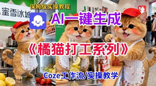 Coze扣子工作流一键生成胖橘猫打工短视频,保姆级实操搭建教学-青心网创站