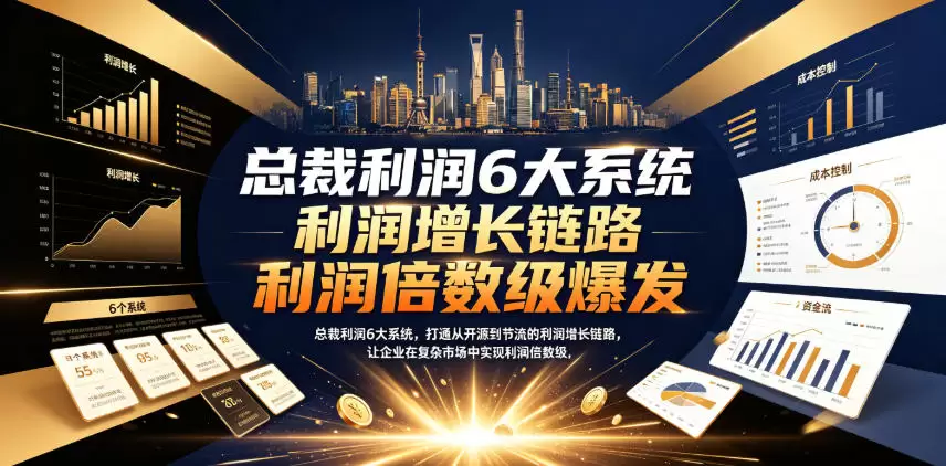 总裁利润6大系统，打通从开源到节流的利润增长链路，让企业在复杂市场中实现利润倍数级爆发|青心网创站