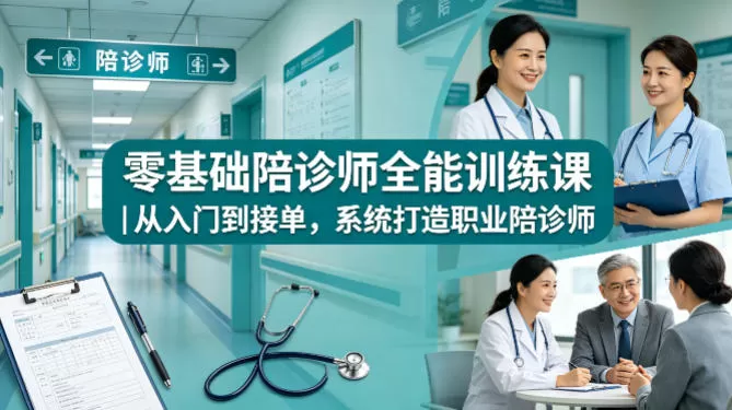 零基础陪诊师全能训练课｜从入门到接单，系统打造职业陪诊师|青心网创站