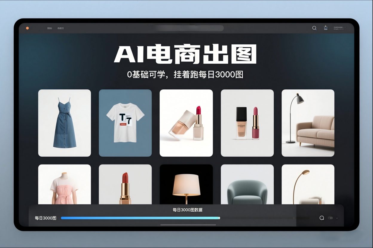 AI电商出图，0基础可学，挂着跑每日3000图-青心网创站