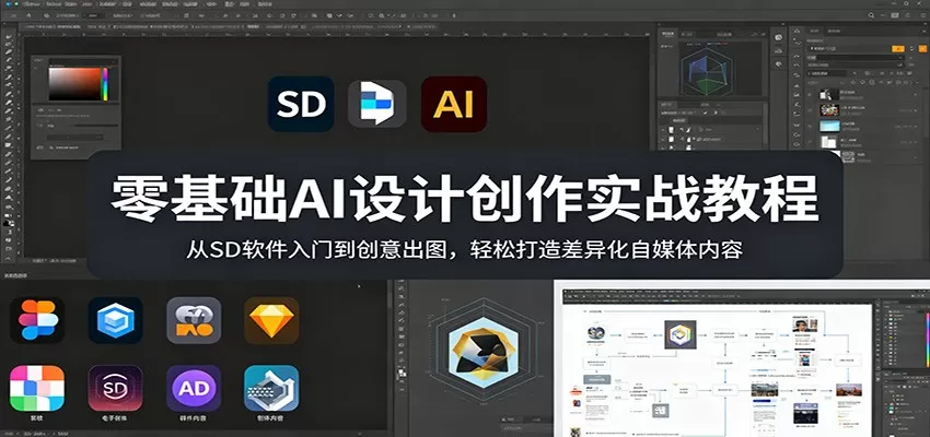 零基础AI设计创作实战教程：从SD软件入门到创意出图，轻松打造差异化自媒体内容|青心网创站