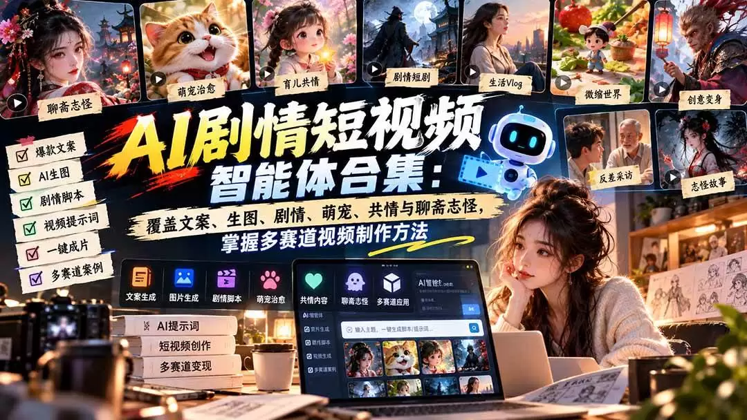 （20644期）【无水印】AI剧情短视频智能体合集：覆盖文案、生图、剧情、萌宠、共情与聊斋志怪，掌握多赛道视频制作方法 - 青心资源站