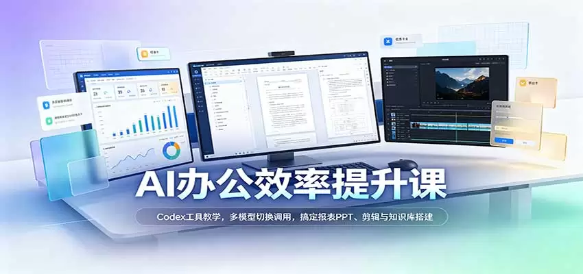 AI办公效率提升课：Codex工具教学，多模型切换调用，搞定报表PPT、剪辑与知识库搭建|青心资源站