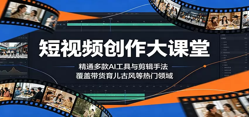 短视频创作大课堂：精通多款AI工具与剪辑手法，覆盖带货、育儿、古风等热门领域|青心网创站