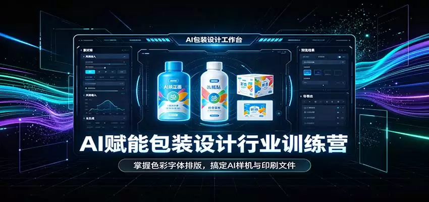 AI赋能包装设计行业训练营：掌握色彩字体排版，搞定AI样机与印刷文件 - 青心资源站