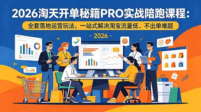 2026淘天开单秘籍PRO实战陪跑课程-更新：全套落地运营玩法，一站式解决淘宝流量低、不出单难题|青心网创站
