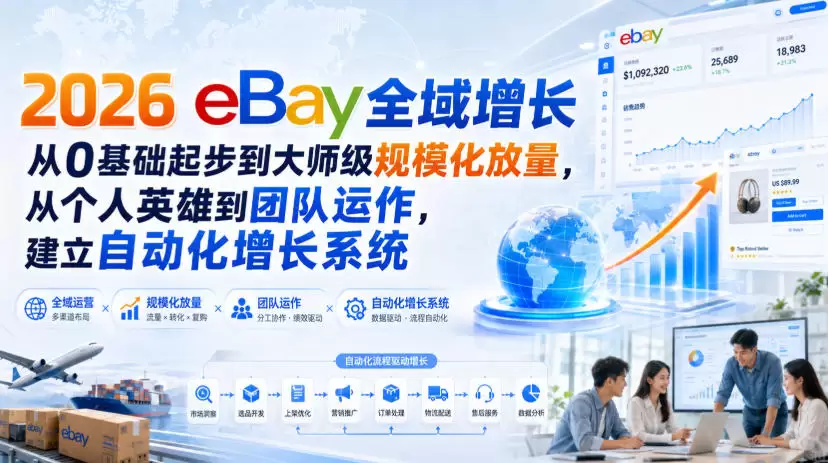 2026 eBay全域增长，从0基础起步到大师级规模化放量，从个人英雄到团队运作，建立自动化增长系统 - 青心资源站