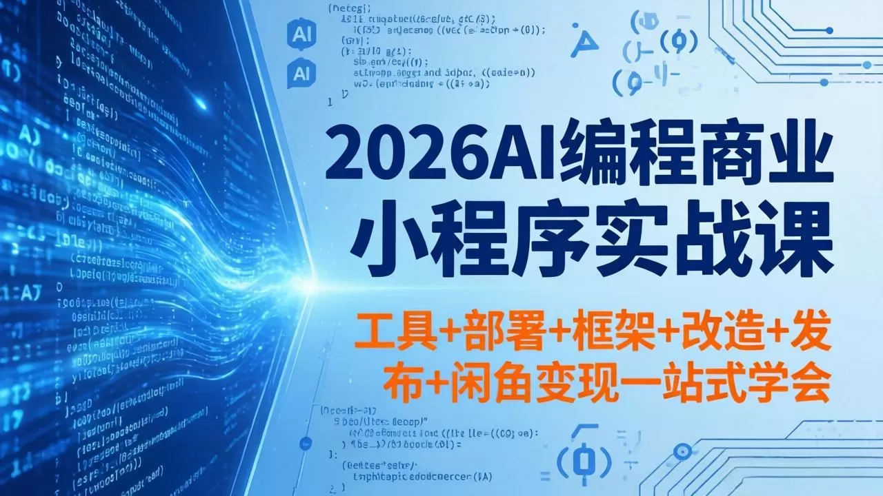 2026AI编程商业小程序实战课，工具+部署+框架+改造+发布+闲鱼变现一站式学会|青心网创站