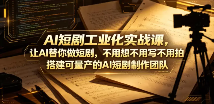 AI短剧工业化实战课，让AI替你做短剧，不用想不用写不用拍，搭建可量产的AI短剧制作团队|青心网创站