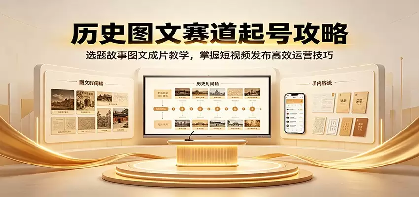 历史图文赛道起号攻略：选题故事图文成片教学，掌握短视频发布高效运营技巧|青心网创站