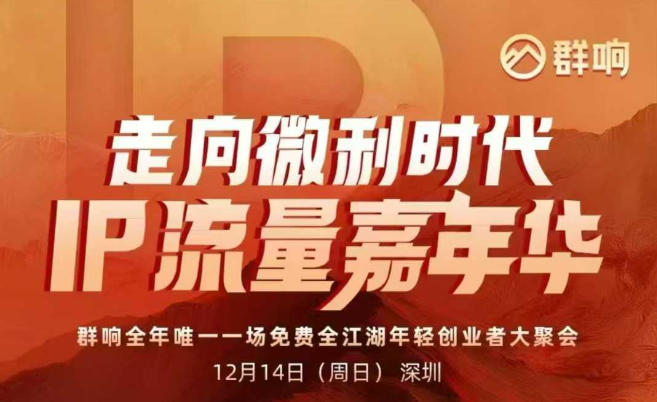 2025ip嘉年华万人12月14深圳线下课，走向微利时代，IP流量嘉年华，实操性极强的商业干货课-青心网创站