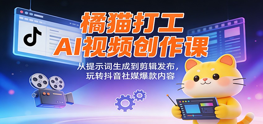 图片[1]青心网创橘猫打工AI视频创作课：从提示词生成到剪辑发布，玩转抖音社媒爆款内容青心网创青心网创站