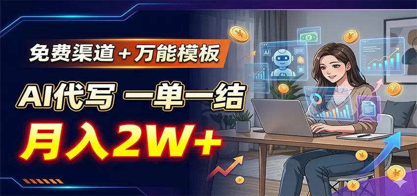 免费渠道+万能模板，AI代写一单一结，月入2W+|青心网创站
