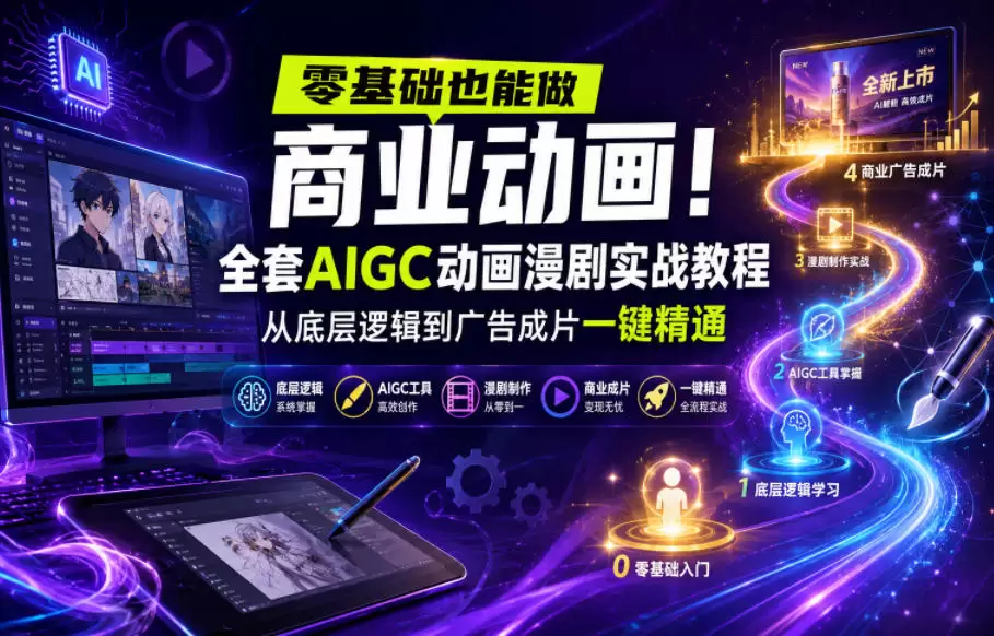 零基础也能做商业动画！全套AIGC动画漫剧实战教程，从底层逻辑到广告成片一键精通（更新0715）|青心网创站