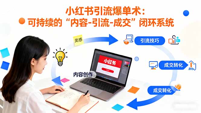小红书引流爆单术：构建一套低成本 可持续的“内容-引流-成交”闭环系统-青心网创站