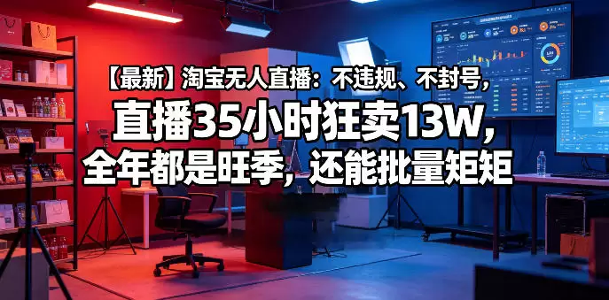 【最新】淘宝无人直播：不违规、不封号，直播35小时狂卖13W，全年都是旺季，还能批量矩阵操作【揭秘】|青心网创站