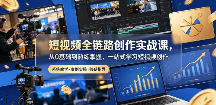 短视频全链路创作实战课，从0基础到熟练掌握，一站式学习短视频创作|青心网创站