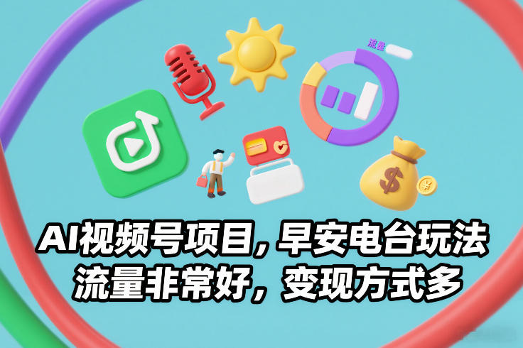 AI视频号项目，早安电台玩法，流量非常好，变现方式多青心网创青心网创站