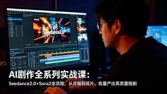 AI剧作全系列实战课：Seedance2.0+Sora2全流程，从改编到成片，批量产出高质量短剧|青心网创站