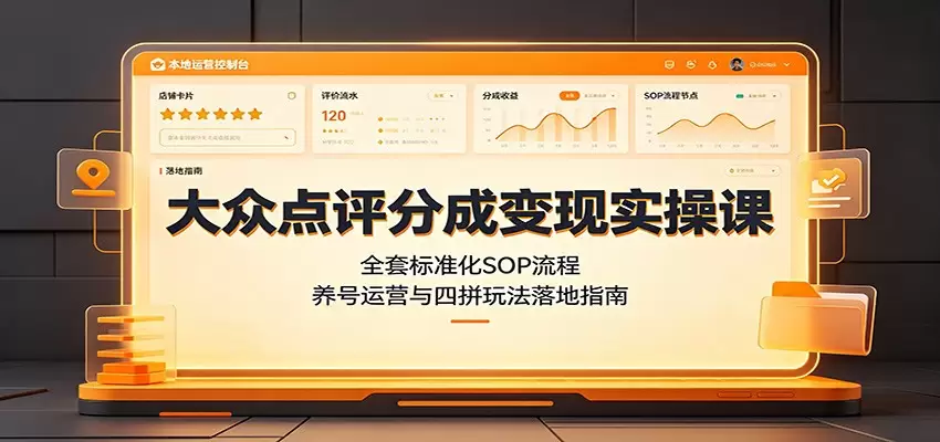 大众点评分成变现实操课：全套标准化SOP流程，养号运营与四拼玩法落地指南|青心网创站